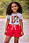Conjunto Infantil Menina Camisa Mescla Minnie Shorts Vermelho 2 a 14 - Imagem 4