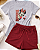 Conjunto Infantil Menina Camisa Mescla Minnie Shorts Bordô 2 a 14 - Imagem 1