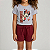 Conjunto Infantil Menina Camisa Mescla Minnie Shorts Bordô 2 a 14 - Imagem 4
