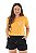 Conjunto Verão Feminino Camiseta Laranja Coração Shorts Preto P ao GG - Imagem 1