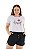 Conjunto Verão Feminino Camiseta Branco Happy Shorts Preto P ao GG - Imagem 1