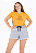 Conjunto Verão Feminino Camiseta Laranja Livro Shorts Mescla P ao GG - Imagem 1