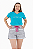Conjunto Verão Feminino Camiseta Azul More Self  Shorts Mescla P ao GG - Imagem 1