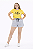 Conjunto Verão Feminino Camiseta Amarelo Inspire  Shorts Mescla P ao GG - Imagem 2