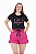 Conjunto Verão Feminino Camiseta Preta Adventure  Shorts Pink P ao GG - Imagem 1