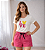 Conjunto Verão Feminino Camiseta Off White Love Shorts Pink P ao GG - Imagem 1