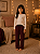 Pijama Infantil Feminino Longo Cereja Off White e Bordô - Imagem 1