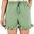 Shorts feminino moletom verde sálvia babado - Imagem 1