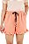Shorts feminino moletom salmão babado - Imagem 4