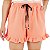 Shorts feminino moletom salmão babado - Imagem 1