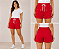 Shorts feminino moletom vermelho bolso quadrado - Imagem 3
