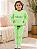 Conjunto Infantil Feminino Verde Neon Meow em Moletom Peluciado - Imagem 1
