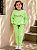 Conjunto Infantil Feminino Verde Neon Meow em Moletom Peluciado - Imagem 2