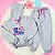Conjunto Infantil Feminino Love Stitch Mescla com Capuz em Moletom Peluciado - Imagem 2