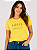Camiseta Feminina Amarela Grow Positive Thoughts 100% Algodão - Imagem 1