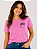 Camiseta Feminina Rosa Flores no Bolso 100% Algodão - Imagem 1
