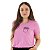 Camiseta Feminina Rosa Flores no Bolso 100% Algodão - Imagem 2