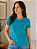 Camiseta Feminina Azul Turquesa com Bordado Motherly 100% Algodão - Imagem 1