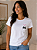 Camiseta Feminina Branca Gatinho no Bolso 100% Algodão - Imagem 1