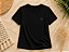 Camiseta Feminina Preta com Bordado de Coração Rosê - Imagem 3