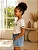 Camiseta Infantil Good Vibes Off White com Detalhes Marrom - Imagem 4