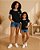Kit Camiseta Mãe e Filha Preta com Coração Branco em Algodão - Imagem 2