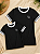 Kit Camiseta Mãe e Filha Preta com Coração Branco em Algodão - Imagem 1