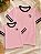 Kit Camiseta Mãe e Filha Rosa com Coração Preto em Algodão - Imagem 1