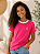 Kit Camiseta Mãe e Filha Pink com Faixa Branca em Algodão - Imagem 6