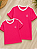 Kit Camiseta Mãe e Filha Pink com Faixa Branca em Algodão - Imagem 1