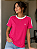 Kit Camiseta Mãe e Filha Pink com Faixa Branca em Algodão - Imagem 5