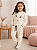Conjunto Infantil Feminino de Moletom Peluciado Coelhinha Off White - Imagem 1