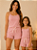 Pijama Mãe e Filha de Alça com Shorts Rosa Coração regatinha babadinho - Imagem 1