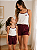 Pijama Mãe e Filha Cereja com Shorts Bordô 100% Algodão - Imagem 1