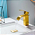 TORNEIRA BANHEIRO LAVABO COM MISTURADOR MONOCOMANDO CASCATA BICA BAIXA DOURADA ESCOVADA - Imagem 7