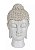 Escultura Cabeça de Buda Resina Branco 23x13,5cm - Imagem 1