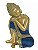 Escultura Buda Resina Dourado Azul 19,5x12,5cm - Imagem 1