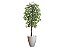 Planta Artificial Ficus Verde 2,10m kit +  Vaso Redondo Bege 40cm - Imagem 1