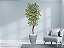 Planta Artificial Ficus Verde Creme 2,10m kit + Vaso Redondo D. Grafiato Cinza 40cm - Imagem 2
