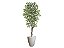 Planta Artificial Ficus Verde Creme 2,10m kit + Vaso Redondo Cinza 40cm - Imagem 1
