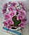 Arranjo Com 4 Orquídeas Violeta Vaso Prata 28cm - Imagem 2