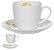 Xicara Cha C/Pires Porcelana 260ML Bonechina Folhas branca - Imagem 1