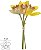 Buque Orquidea Cymbidium Ramalhete C/ Fita Real Toque X3 Amarelo 23cm - Imagem 1