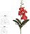 Haste Orquidea Phalaenopsis Real Toque C/Folha X4 Vermelho 29cm - Imagem 1