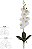 Haste Orquidea Phalaenopsis Real Toque C/Folha X7 Branca 45cm - Imagem 1