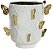 Vaso Decorativo Ceramica Borboleta Branco Dourado 27cm - Imagem 1