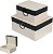 Kit Caixas Decorativas MDF Revest Pu C/2 Pcs Off White Preta 22,8cm - Imagem 1