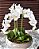 Arranjo com 3 Orquídeas Brancas de Silicone + folhinhas de Orquídea e Vaso de Cerâmica marrom - Imagem 2
