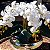 Arranjo Artificial de 5 Orquídeas de Silicone branca com vaso de vidro Cromado Prata - Imagem 1