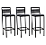 Conjunto com 3 Banquetas Kiara Preta - Imagem 1